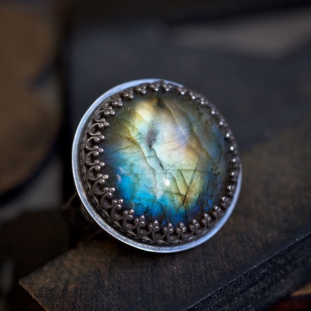 Labradorite Sterling Ring Size 8 NWT